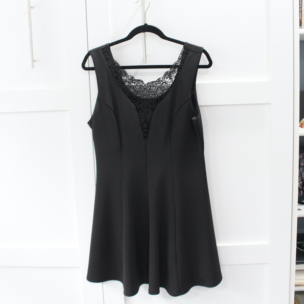 ✿ Little Black Low Cut Skater Dress ✿